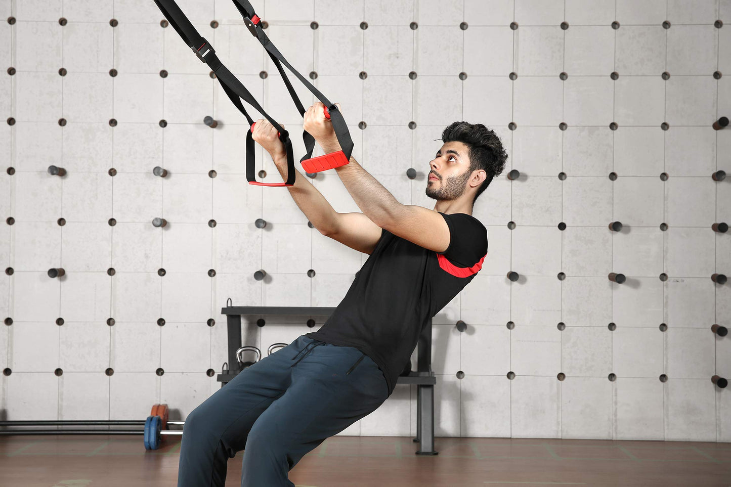 Training All-in-One Suspension Trainer Exercise Equipment Bundle,Bodyweight Fitness Resistance Trainer Kit with Pro Straps for Door Pull up Bar, Anchor Point for Complete Body Workouts V1