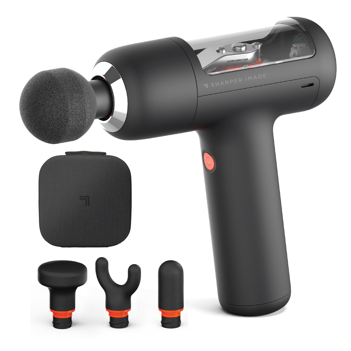 Sharper Image PowerBoost Circuit Massage Gun [2026 Version] Deep Tissue Percussion Massager with 6 Speeds for Back, Shoulders, & Full Body Muscle Pain Relief, with 4 Attachments & Travel Case