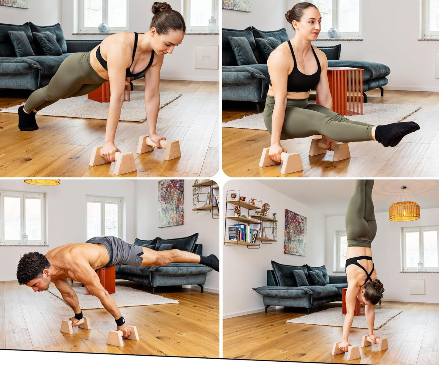 Push-up Stand, 2 PCS Wood Pushup Bars Non-Slip Base Exercise Home Workout Equipment, 25CM Wooden Parallettes Handle Stands Grip for Men Strength Training, Planks Calisthenics