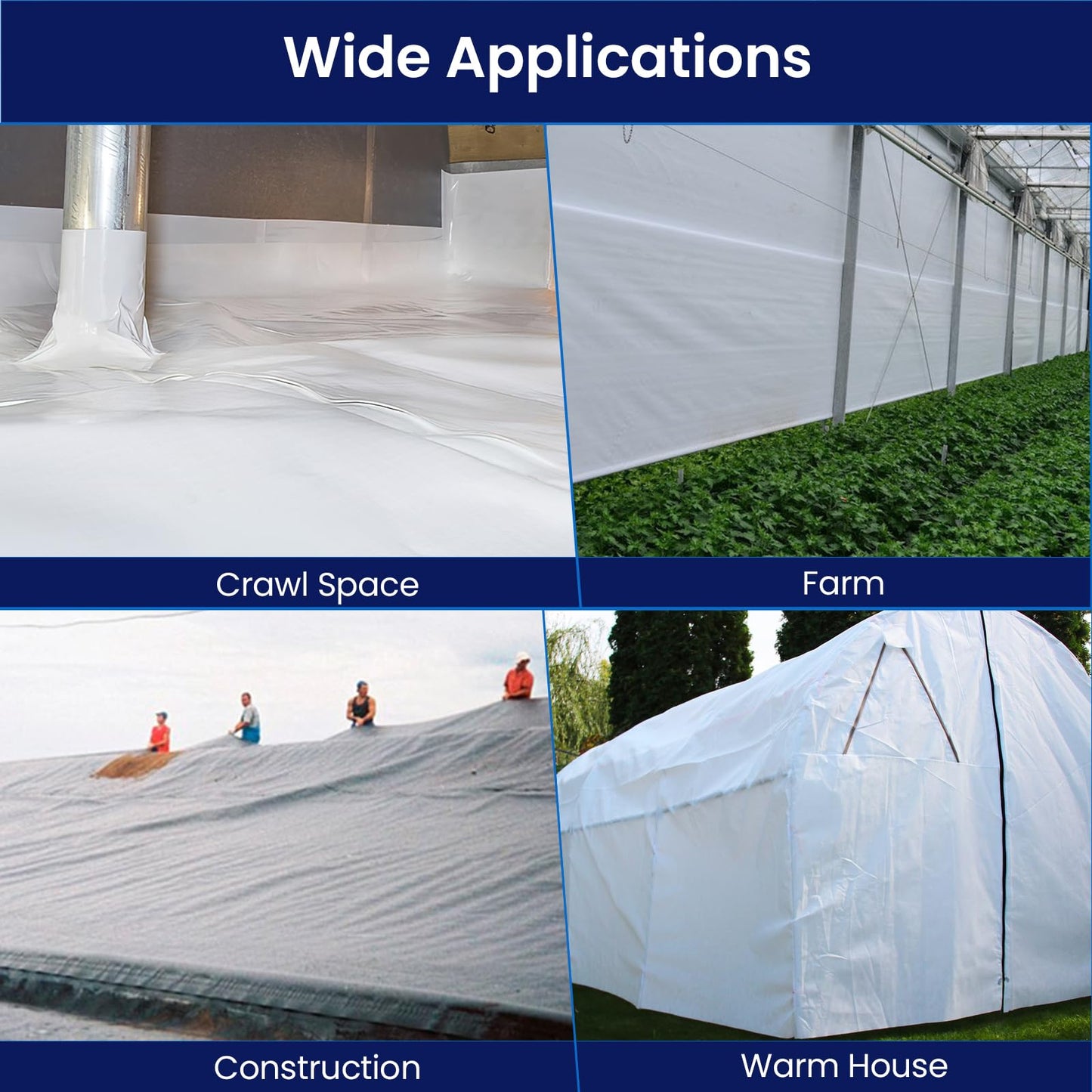 BaseAire Crawl Space Vapor Barrier, 12mil Film, 10'x100', Vapor Barrier Plastic for Basement, Crawlspace Encapsulation, Thick Plastic Sheeting, Black and White Panda Film