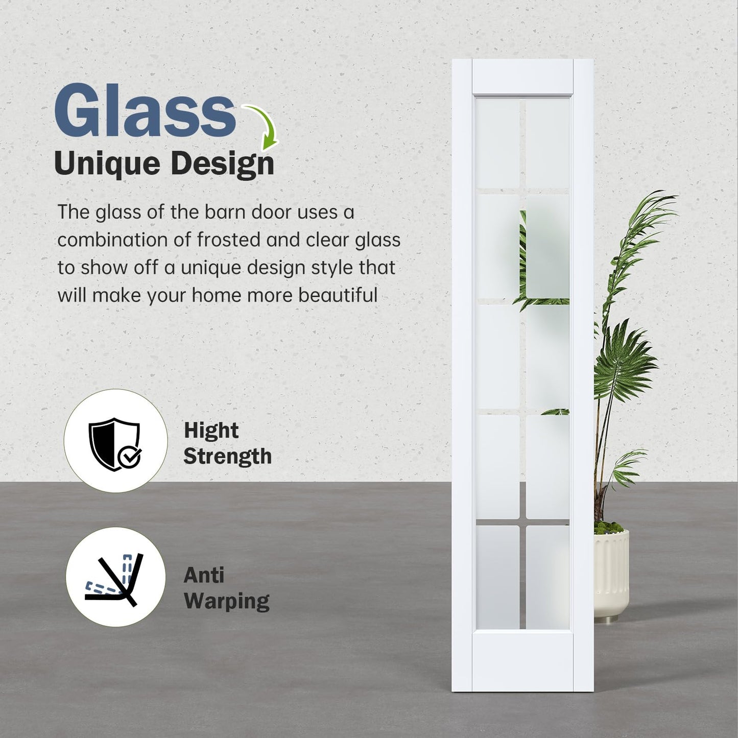 Roymelo White Bifold Doors for 24"×80" Opening, Tempered Frosted Glass Cross Transparent Folding Barn Door with Concealed Hardware Kit Included, LVL Wood Panel Covered with PVC Surface