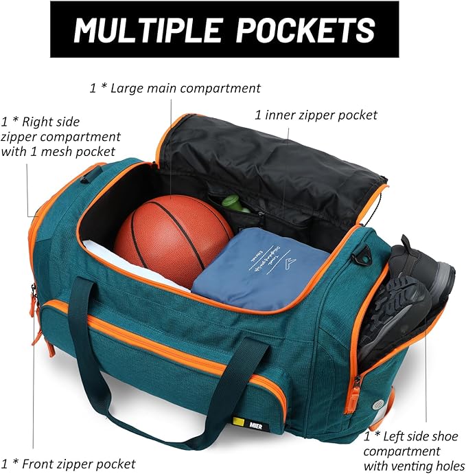 MIER Large Duffel Bag Men's Gym Bag with Shoe Compartment, 60L