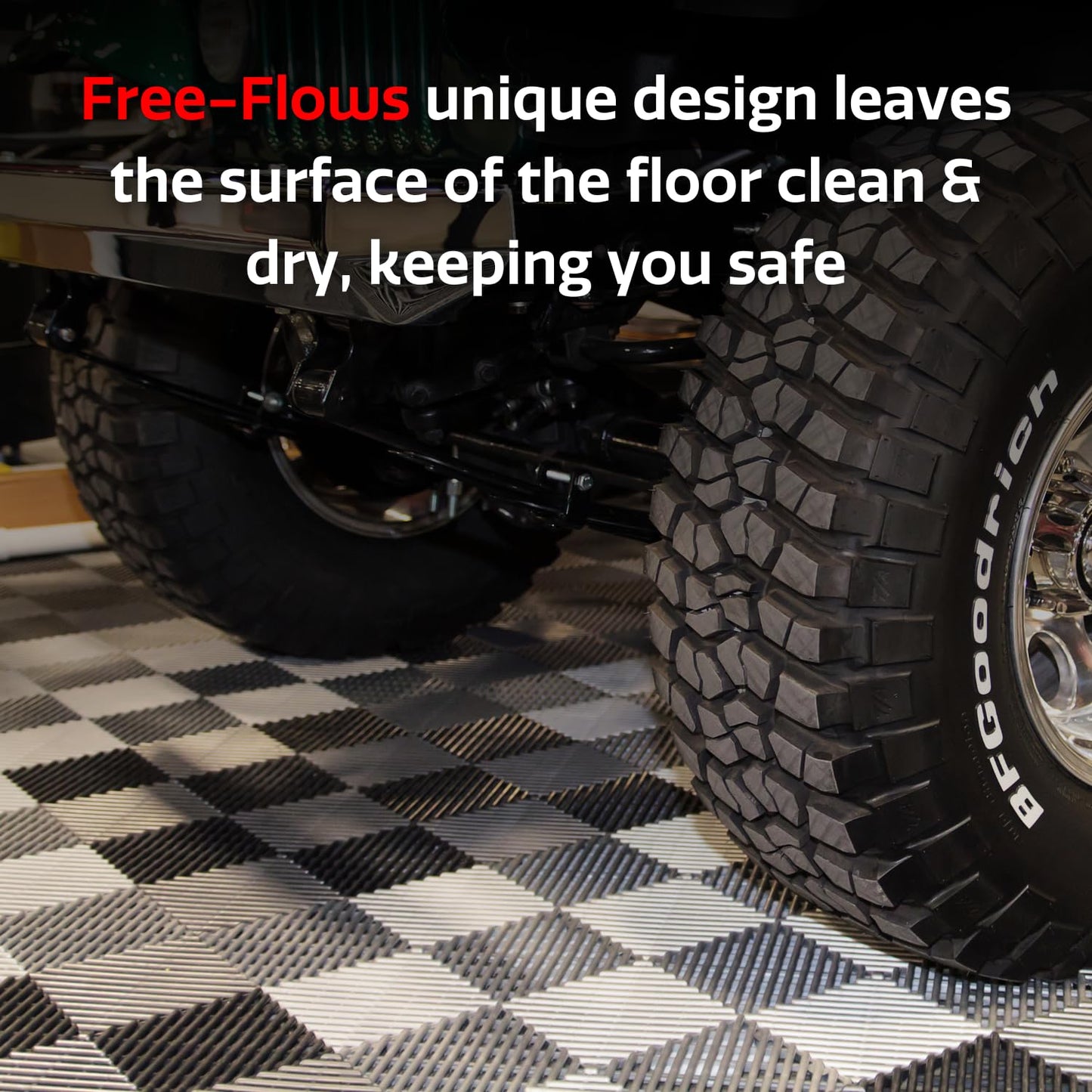 Big Floors RaceDeck Garage Floor Tiles, Interlocking Garage Flooring, Free-Flow Self-Draining Non-Slip Heavy-Duty Copolymer, Easy Install (Alloy, 48 Pack of 12 x 12" Tiles, 48 Sq Ft)