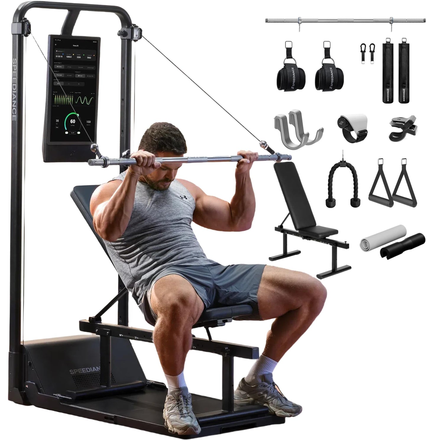 Speediance Gym Monster 2 Works Plus & PowerGrip & Weight Lifting Belt & Gym Accessories Organizer & Smart Body Fat Scale Bundle