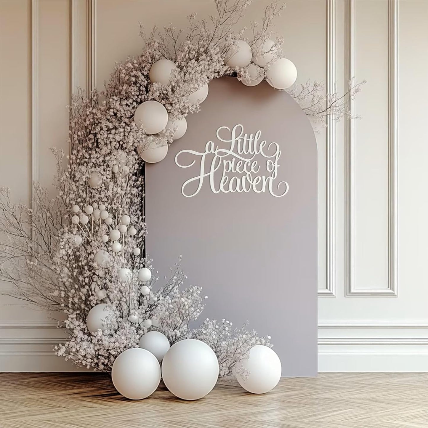 Wooden A Little Piece of Heaven - Baby Shower Decorations | Heaven Theme Birthday Wall Decor