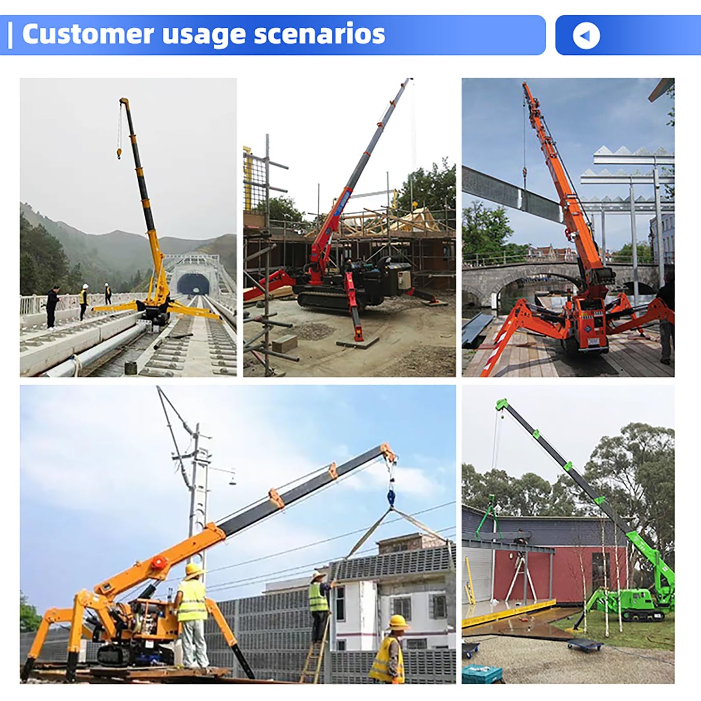 3 Ton Mobile Portable Hoist Crawler Crane Rotating Boom Tracked Chassis for Indoor Renovation Lift Basket Compatible