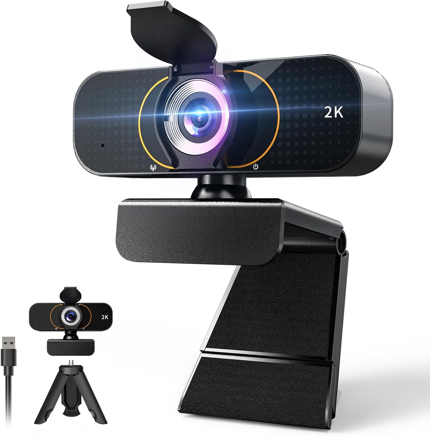 Lusinx 2K Webcam for Computer/Laptop/Desktop/PC, Camera with Microphone, USB Plug&Play, Auto Low Light Correction