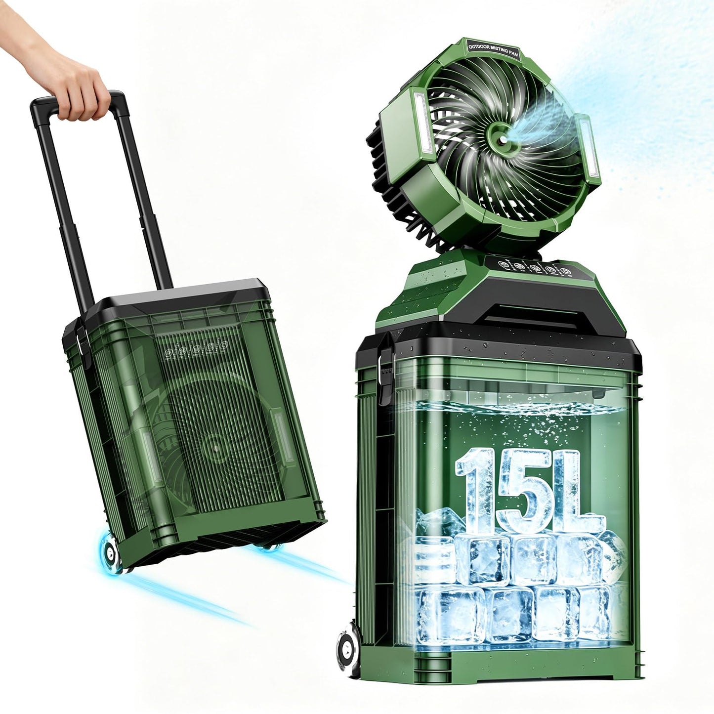 Innopower Misting Fan for Outside, 30000mAh Rechargeable Outdoor Cooling Fan with 4 Wind Speeds, High-Pressure Mist, 4 Mist Levels, 90° Oscillation, 4-Gallon Tank, for Patio, Camping, Sports, Jobsite