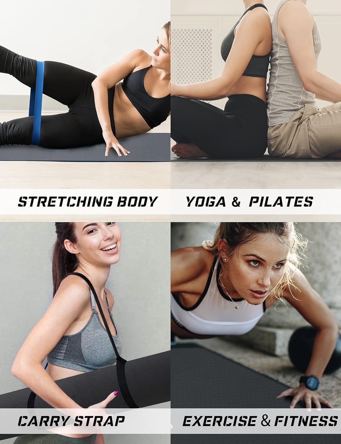 Yoga Mat Double-Sided Non Slip, 72'' x 32'' x 7mm - Extra Wide & Thick Yoga Mat with Strap, Ideal for Men Women Kids, Professional TPE Yoga Mats for Home Workout, Pilates and Floor Exercises