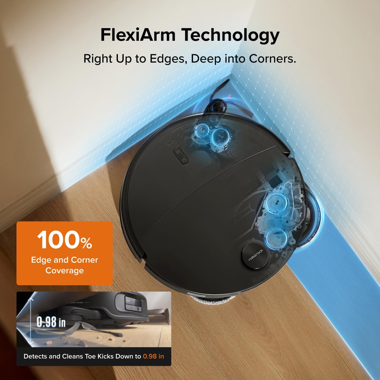 roborock Qrevo Edge 2 Robot Vacuum and Mop, 25,000Pa, 3.14'' Ultra-Slim, Zero-Tangle, AI Object Recognition, 176℉ Hot Water Mop Washing & Auto-Drying, Carpet & Pet Hair, FlexiArm Edge Cleaning