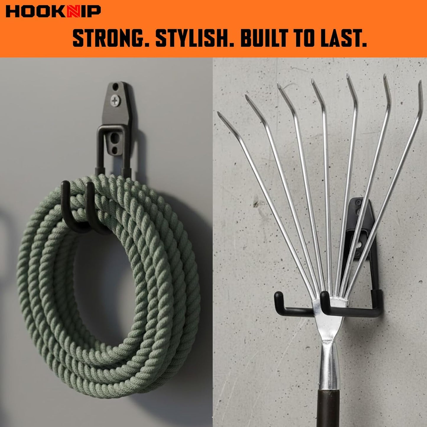 Pack 13 Heavy Duty Garage Hooks - Multi-Sized Wall-Mounted Tool Hangers with Anti-Rust PVC Coating | Ideal for Bikes, Ladders, and Garden Tools