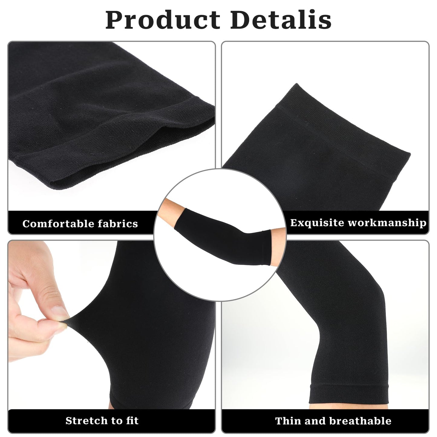 2 Pairs Forearm Tattoo Cover up Sleeve Tattoo Sleeves for Women Forearm Tattoo Cover Sleeve Arm Sleeves for Women Men(Black, 7.9 X 3.9 Inch)