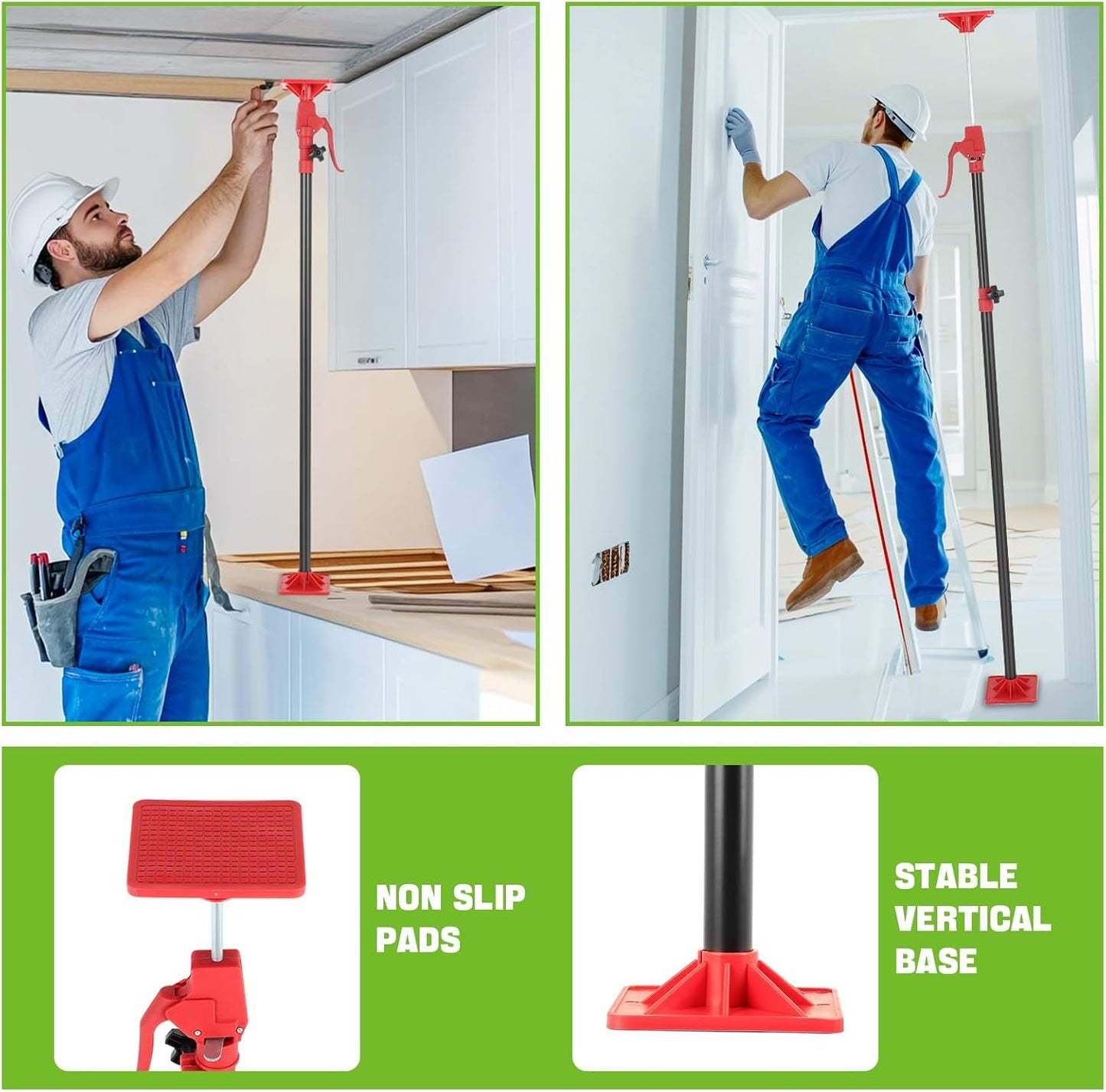 4 Pack Cabinet Jack Support Pole, 45"-114" Telescopic Cabinet Support Pole, Adjustable 3rd Hand Support Pole with 154 Lbs Load Capacity for Installing Cabinet, Lifting Drywall, Cargo Bars