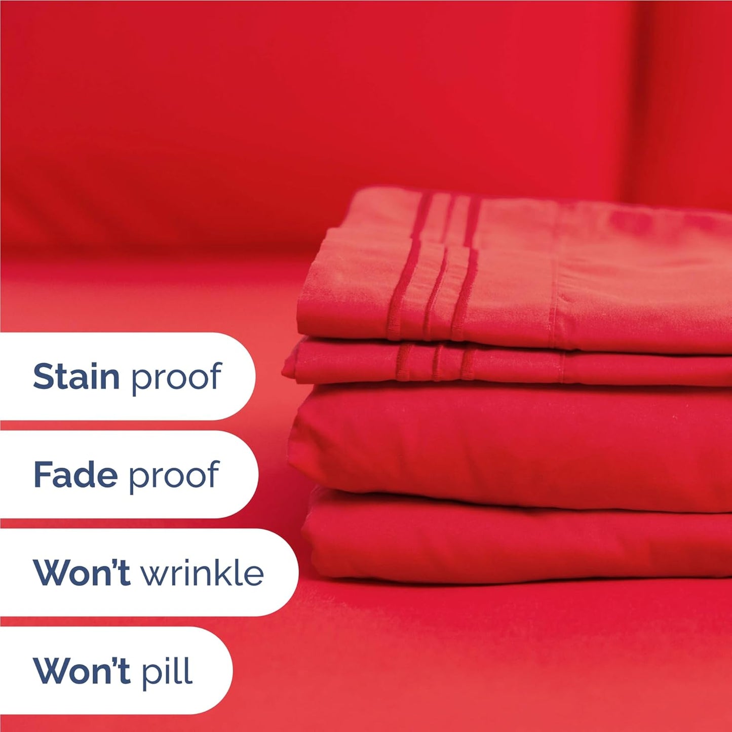 Skiennix Full Size 4-Piece Sheet Set - Comfy Cooling Bed Sheets | Ultra-Soft, Deep Pockets, Red