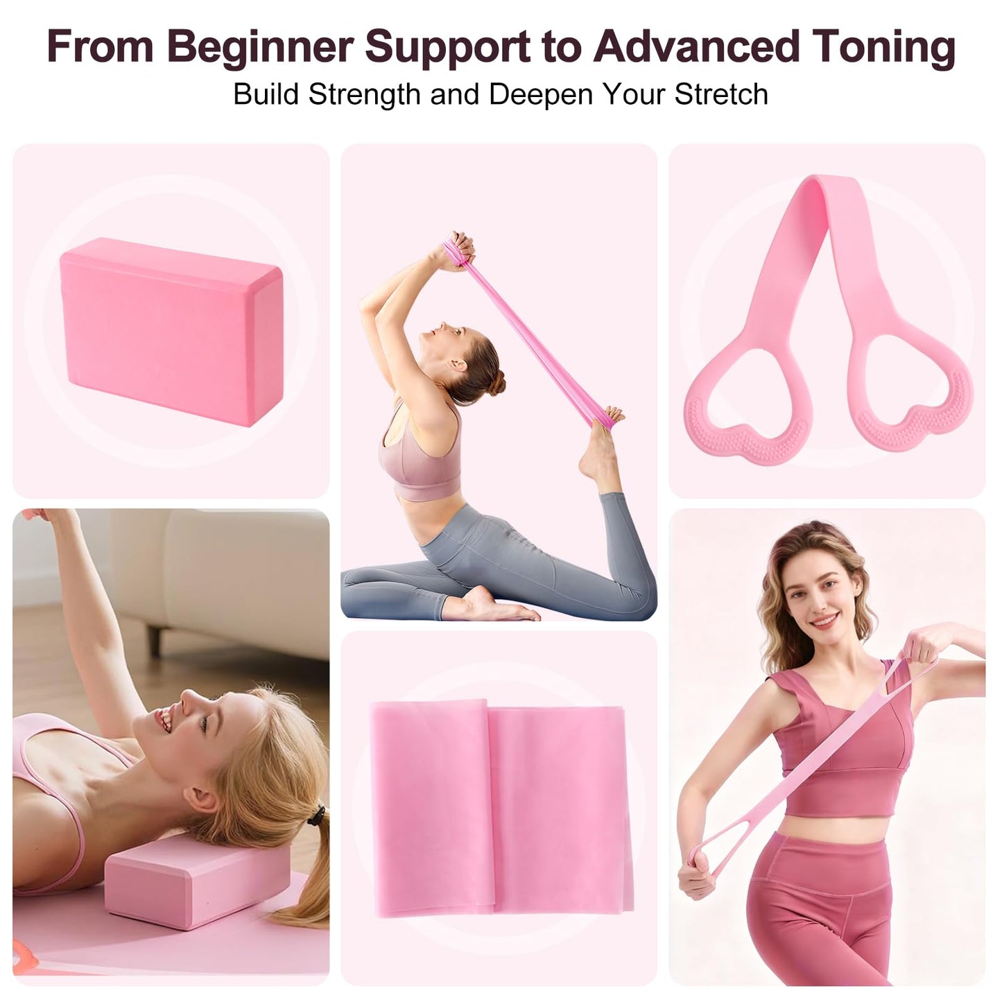 TSPFUI Pilates Ring Kit for Women,Pilates Equipment with Pilates Ring and Ball, 5 Resistance Bands,Yoga Block,Workout Guide Included，Full-Body Pilates Workout Equipment Suitable for Beginners