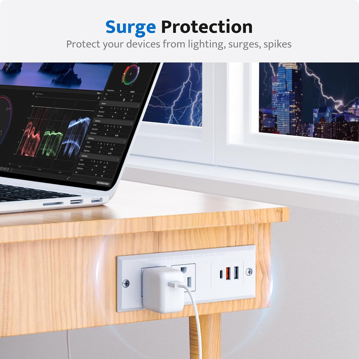 DOACE 18W Table,2 Outlets,3 Ports,6ft 45 Recessed Power Strip with USB C Fast Charging Conference Recessed