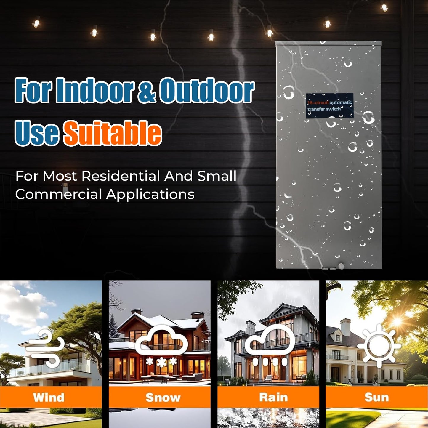 100 Amp Automatic Transfer Switch for Generac RXG16EZA3, 16-Circuit ATS with NEMA 3R Aluminum Enclosure & Integrated Load Center, Indoor Outdoor Use for Essential Circuit Backup