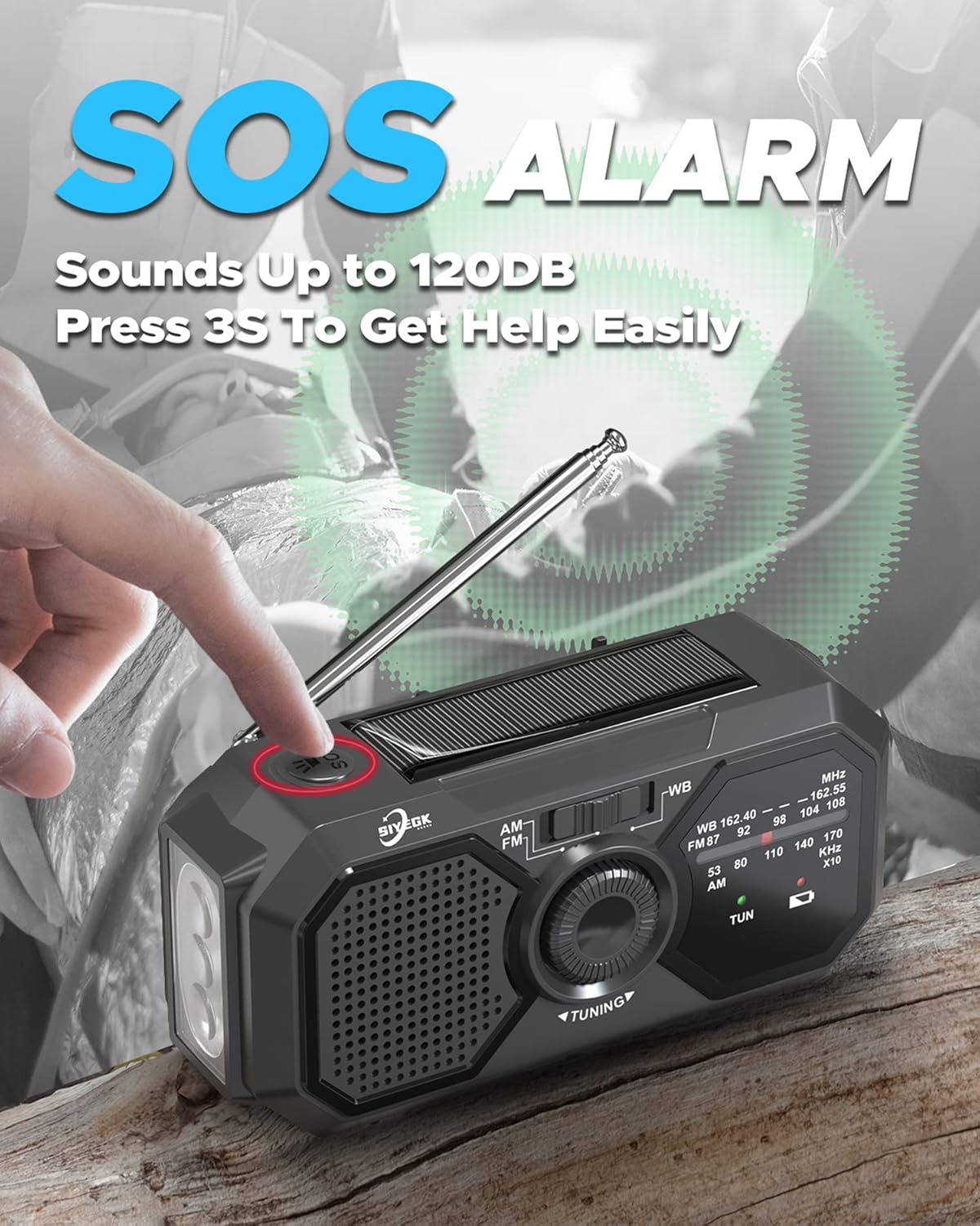 SIYEGK 3500mAh Emergency Weather Radio, Portable AM FM NOAA Radios with Crank SOS Alarm, Pocket Solar Emergency