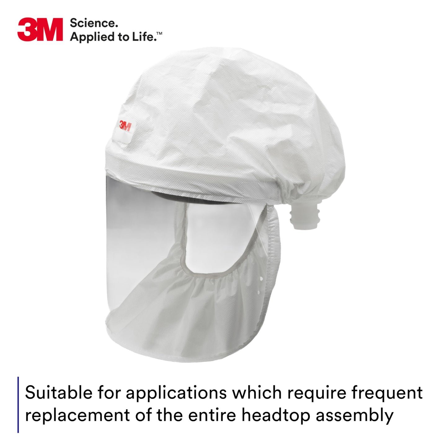 3M Versaflo Economy Headcover, S-103L-20, Pack of 20, Medium/Large, White, No Assembly Required, Ready to Use