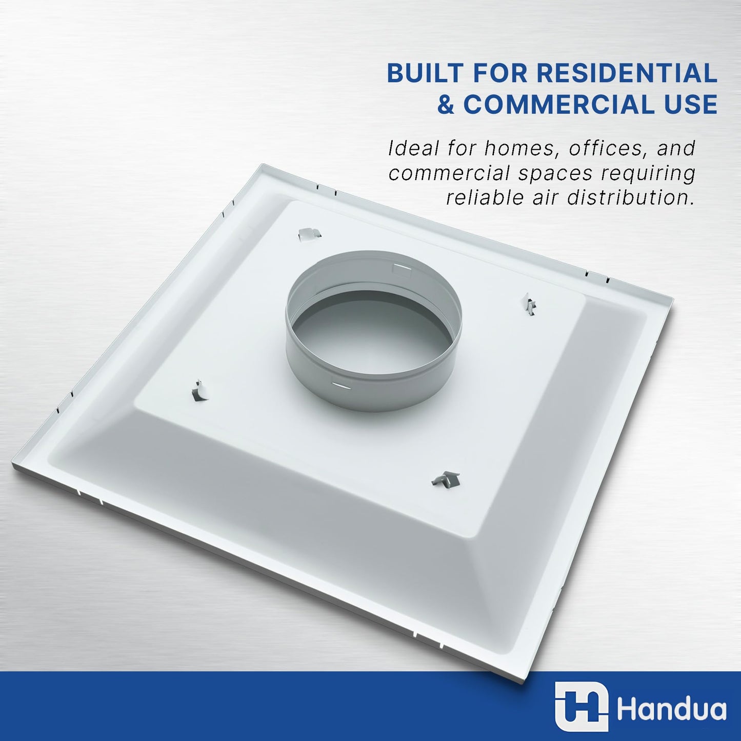 Fits 24x24 Steel T-Bar Drop Ceiling Grid | 2x2 Feet Lay in Steel Air Supply Diffuser with Round 12" [Neck Size] by Handua | 3 Cone | Drop Celing Vent | White | Outer Dimension: 23-3/4" x 23-3/4"