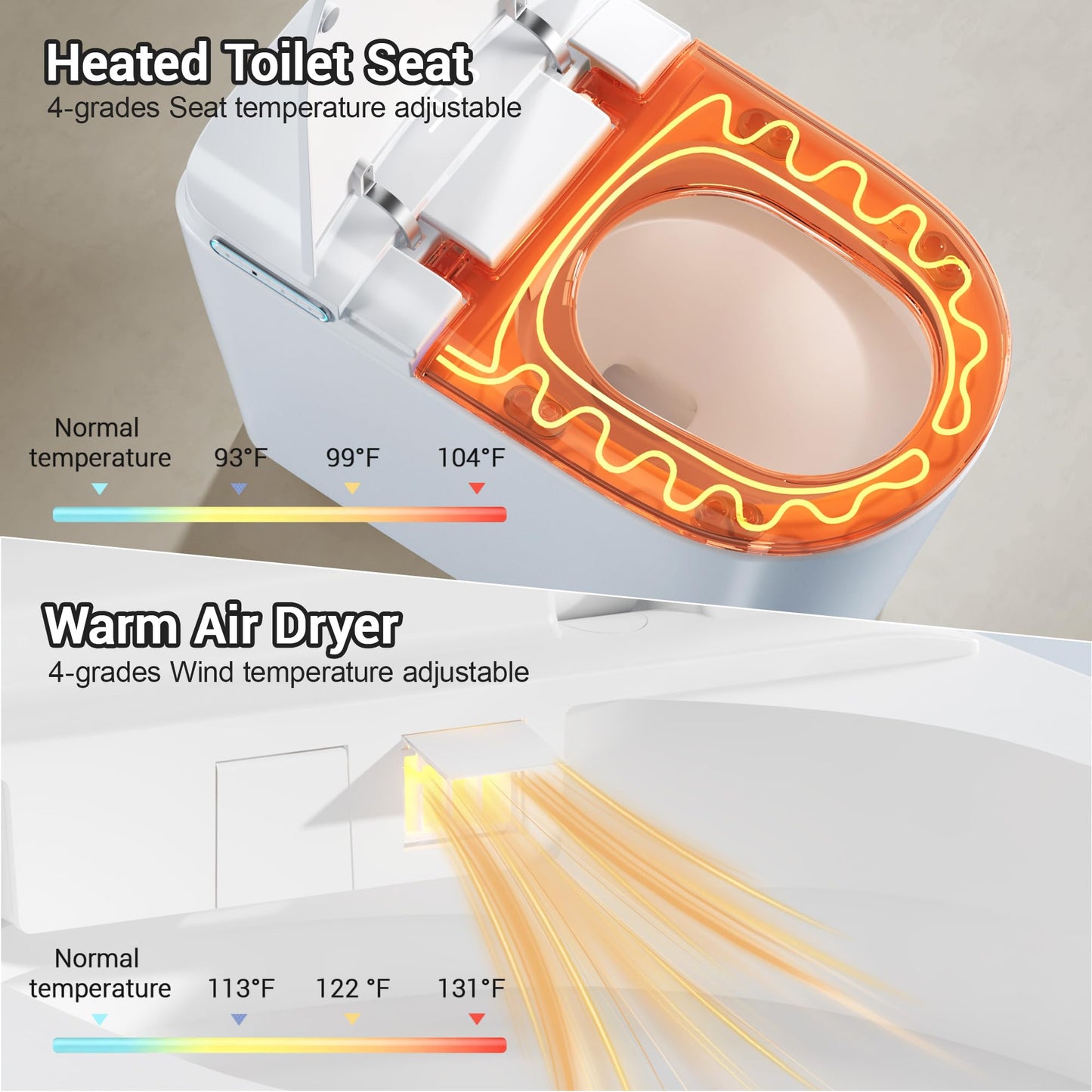 Smart Toilet with Bidet Built in, Modern Tankless Bidet Toilet for Bathroom with Heated Seat, One Piece Toilets with Dryer, Foot Sensor, Auto Lid&Seat/Siphon Dual Flush 0.8/1 GPF, MAP 1000g