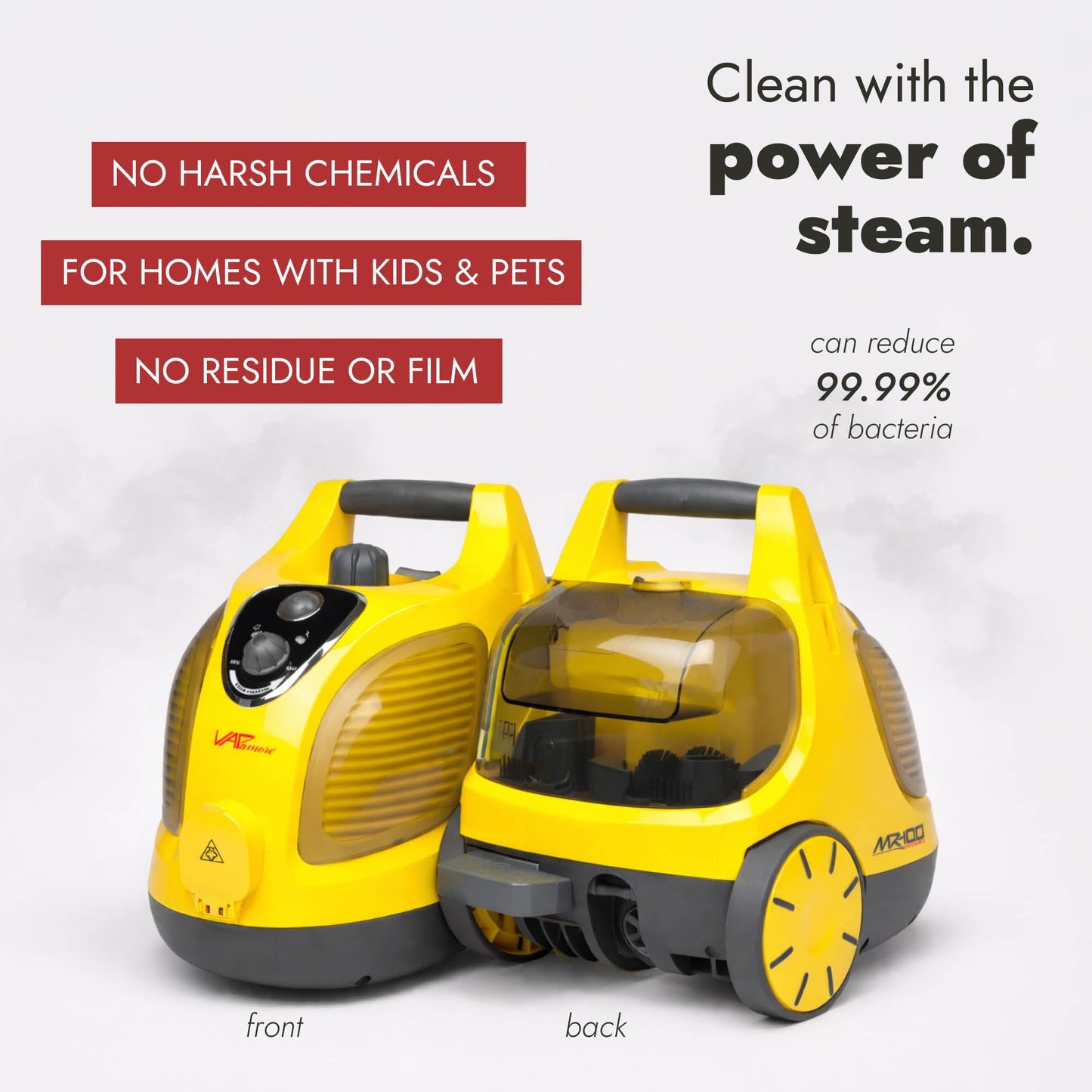 Vapamore MR-100 Primo Steam Cleaner – Professional-Grade, Italian-Designed Chemical-Free Steam Cleaning System for Pet Accidents, Floors, Tile, Grout, Auto, Jewelry & More