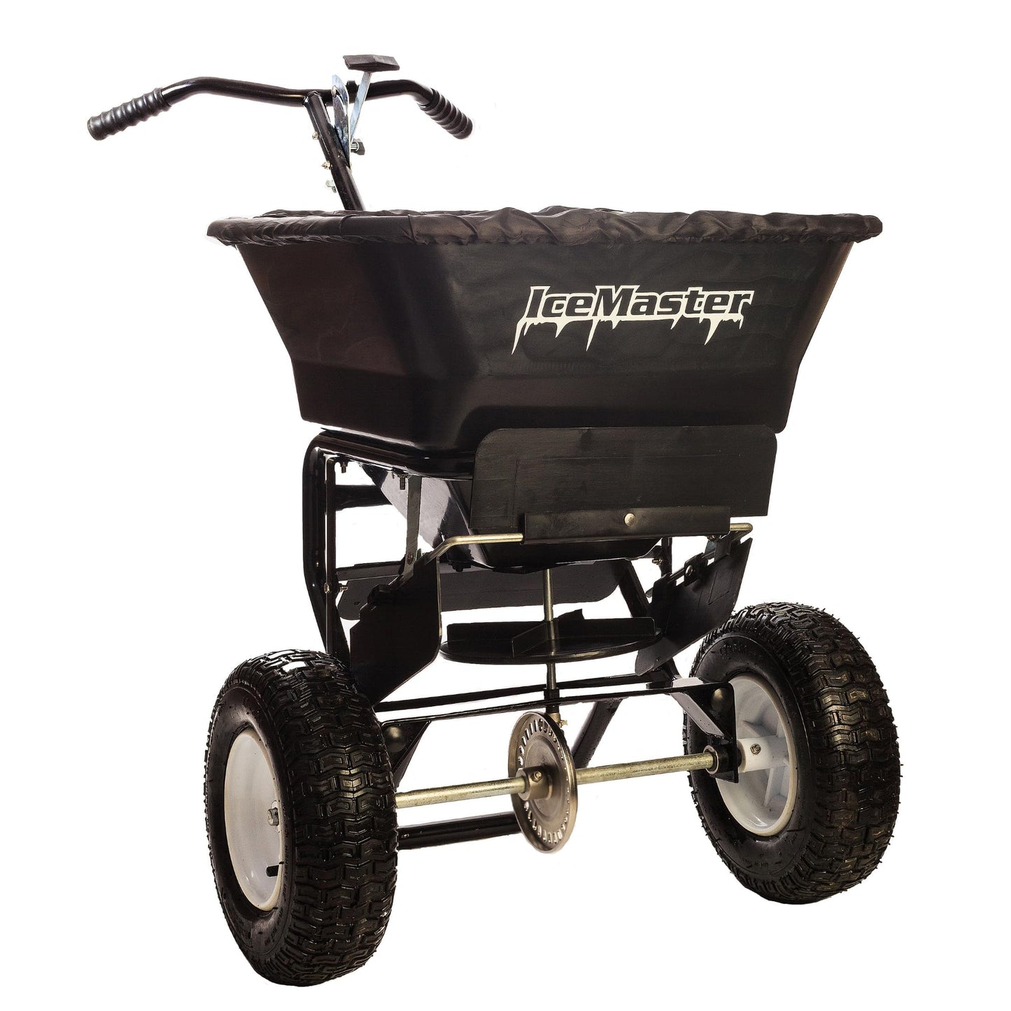 Discount SNOWSTAKES - Lawn Fertilizer & Seed Spreader, 100 LBS Capacity, with Included Grate, Cover & 13 in All Terrain Pneumatic Tires, Ideal for Turf & Lawn Care, Winter Walk Behind Salt Spreader
