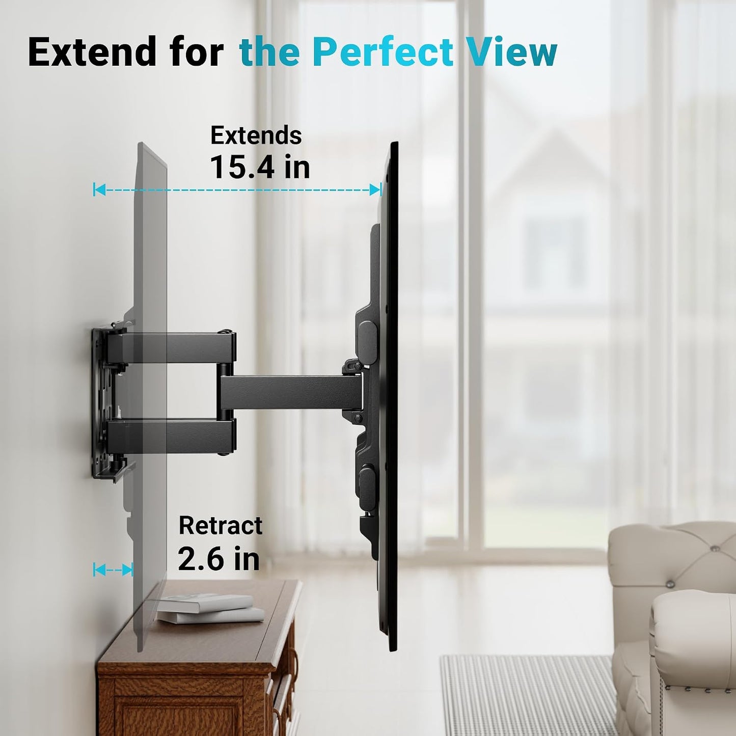 BONTEC 37-85 Inch 132lbs, 600x400mm, 16" Full Motion TV Wall Mount for TVs, Hold up to Max VESA Swivel Tilt Dual Arms