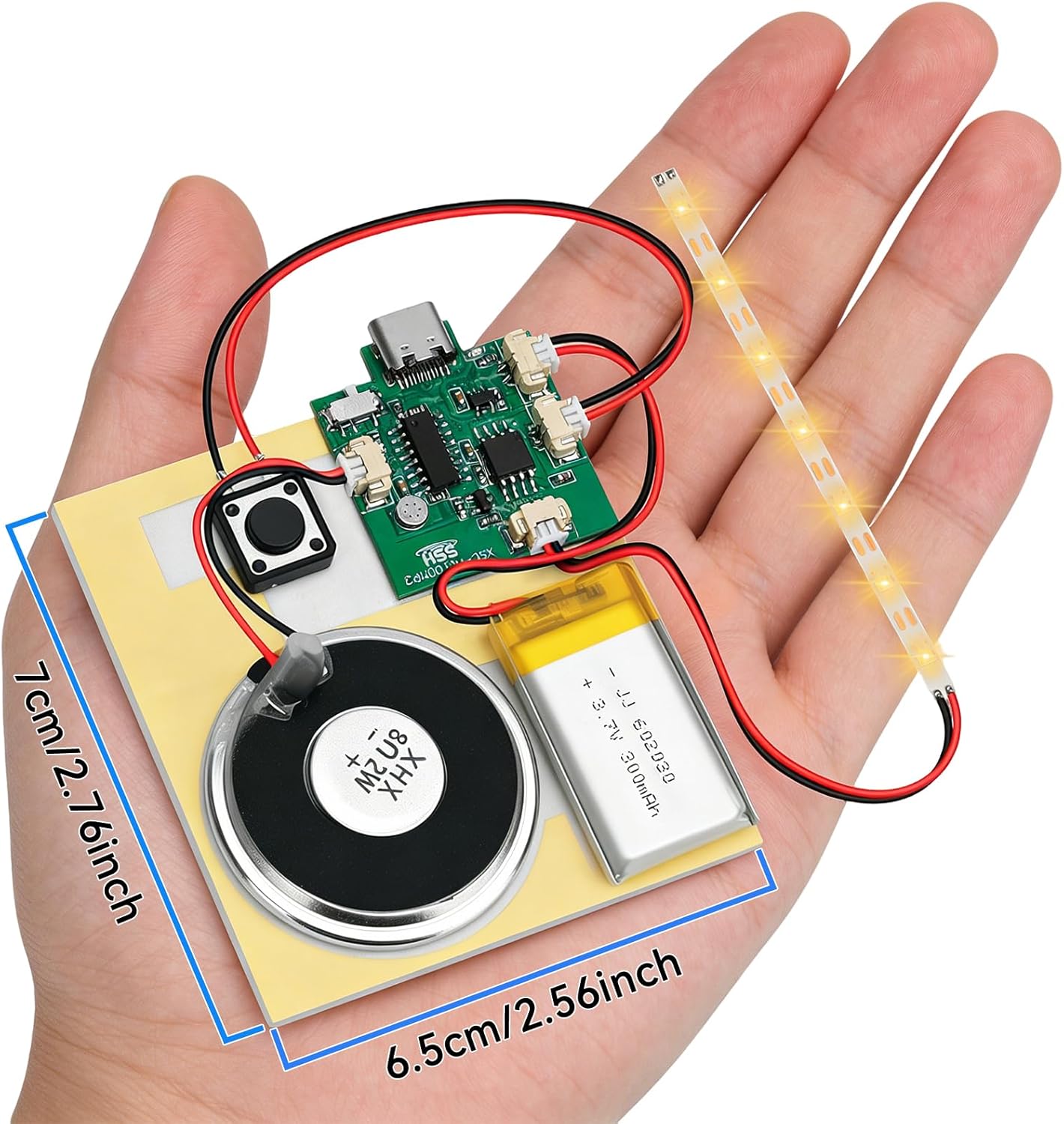 Ransanx 2PCS Cable,Capability16 Customize Recording Module with LED Strip DIY Music Voice Recording Module Chip