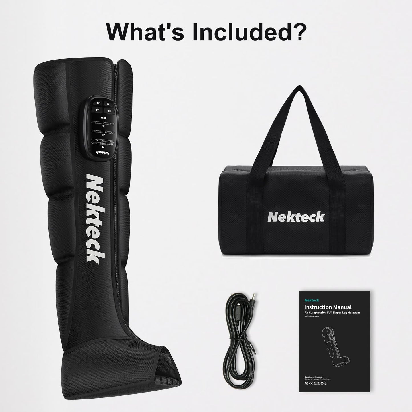 Nekteck Cordless Leg Compression Massager, Rechargeable Massage Tools for Circulation and Pain Relief, Portable Full Leg Boots, Gifts for Mom Dad Men Women, Single Unit