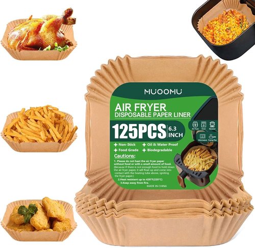 AirFryer Disposable Paper Liners - Non-Stick Parchment for Baking & Frying | 125PCS, 6.3 Inch
