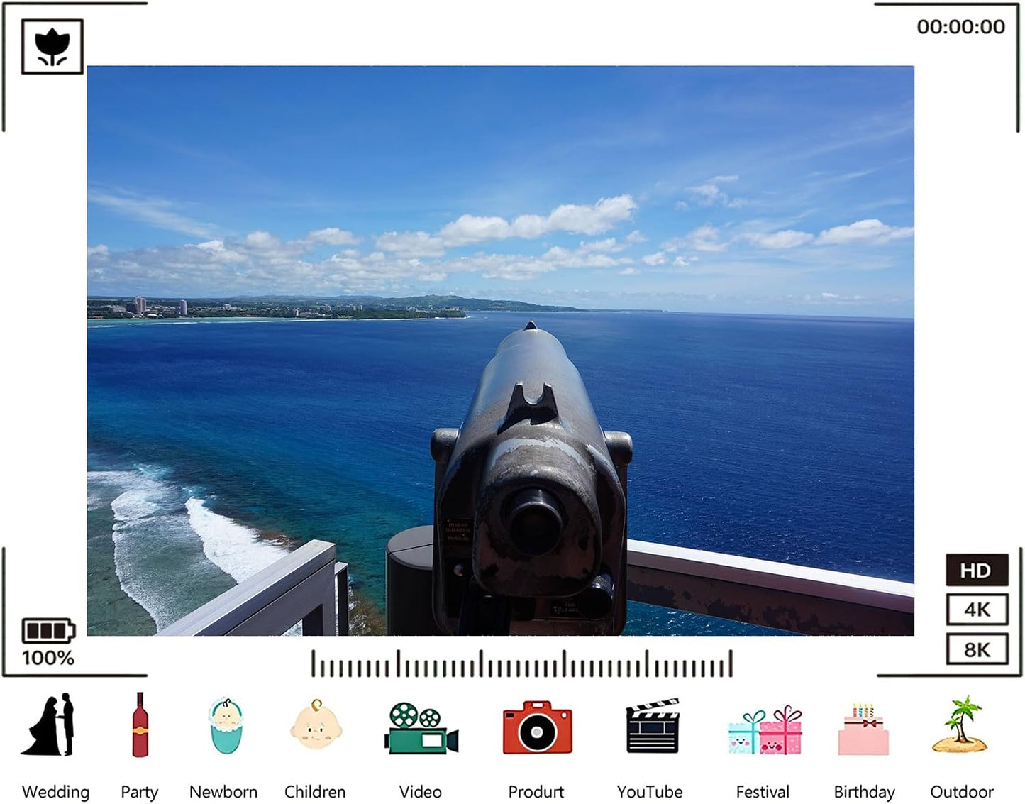 TryKid 5x5ft Coastal Viewfinder Backdrop Turquoise Ocean Guam Shoreline Photography Background Beach Themed Party