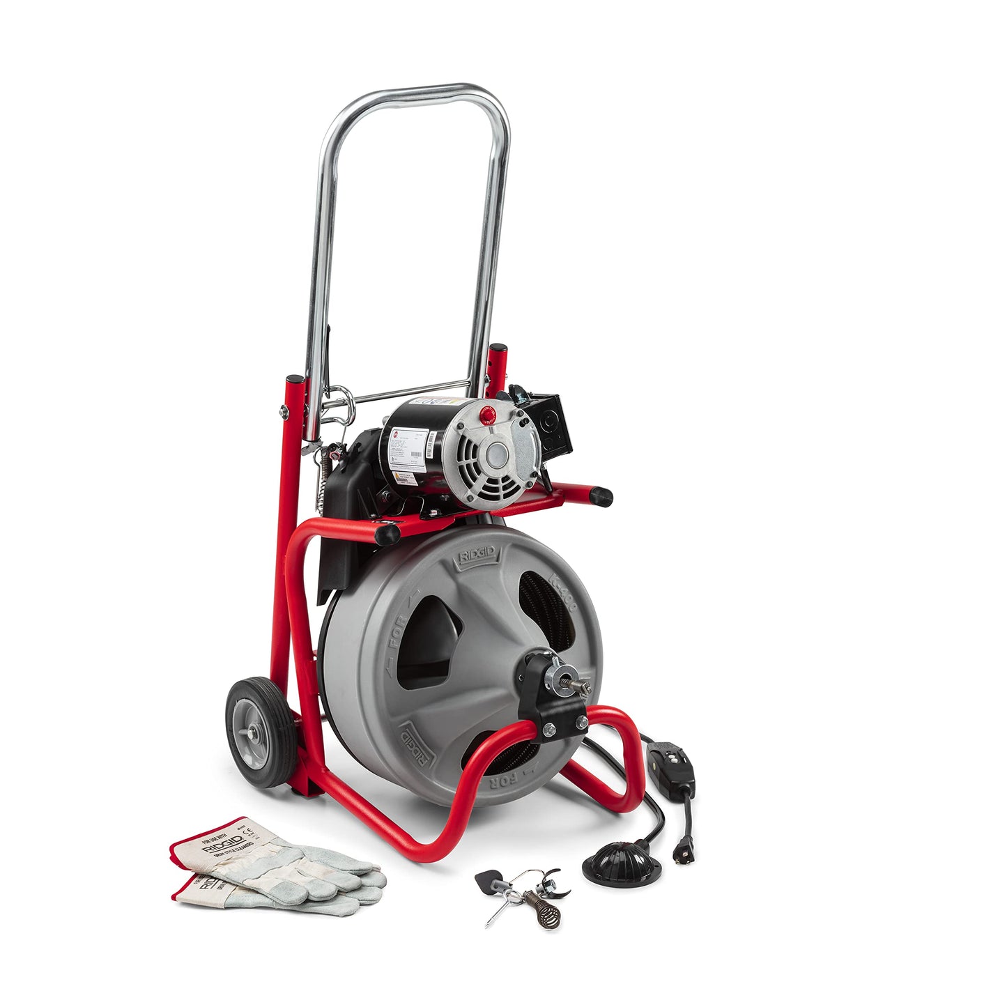 RIDGID 26998 K-400 Drain Cleaning 120-Volt Drum Machine Kit with C-45IW 1/2" x 75' Cable, White, Black, Red and RIDGID 63025 T-209 2" Spiral Cutter