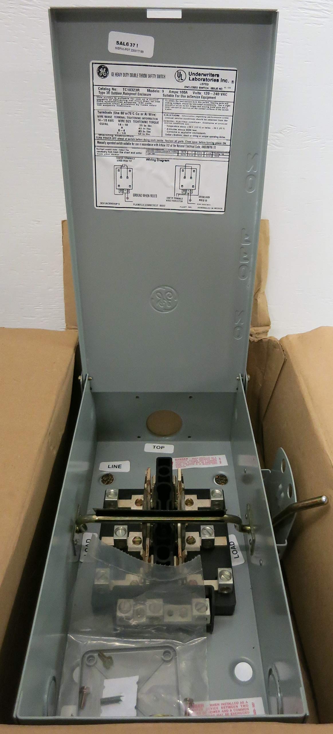 GE Energy Industrial Solutions TC10323R GE Outdoor Double Pole Double Throw Safety Switch, 100-Amp