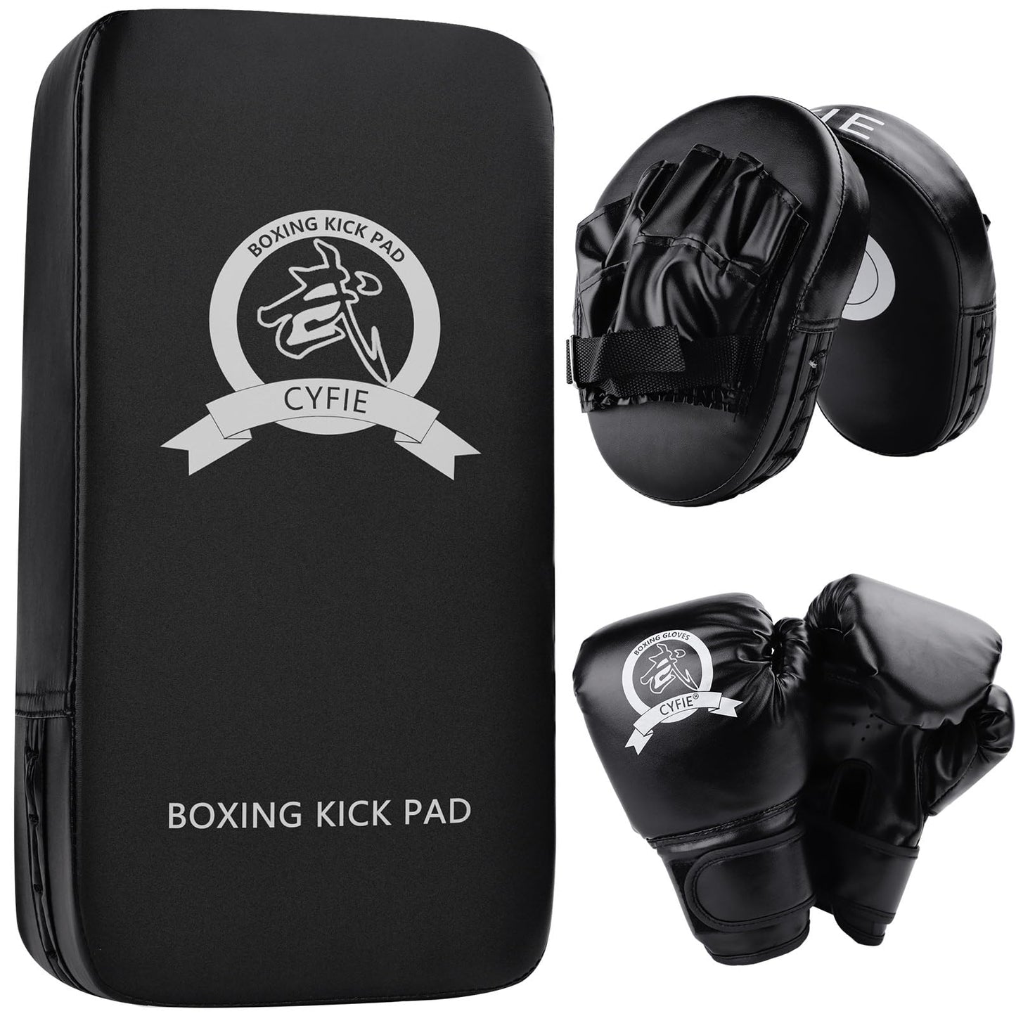 SEISSO Kickboxing Gloves Boxing Kick Pads Punching Mitts Set for Taekwondo Karate Training Target Focus Muay Thai Pads Punch Kicking Strike MMA Martial Art for Kids Adults