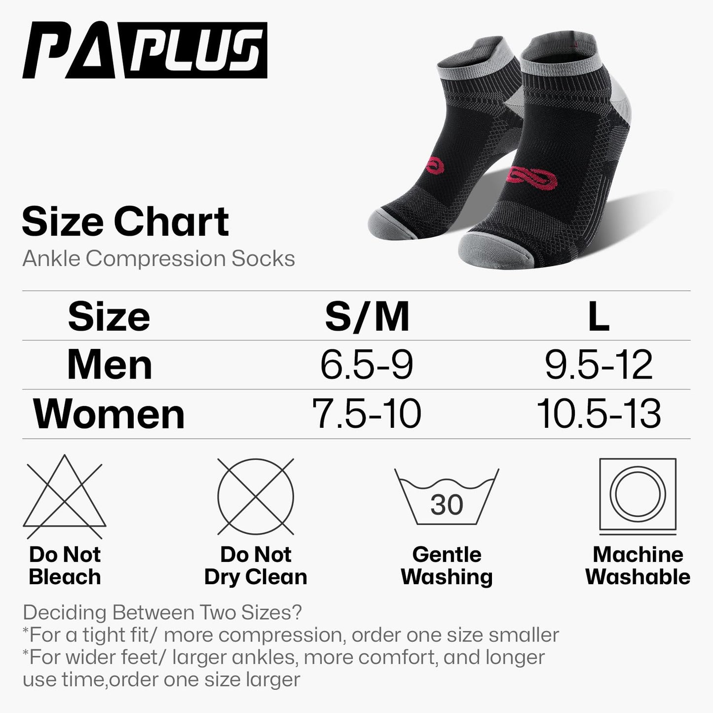 PAPLUS Compression Socks for Men & Women, Low Cut Ankle Running Socks with Arch Support, Plantar Fasciitis Relief for Walking, Cycling, Golf, Travel, Nurses