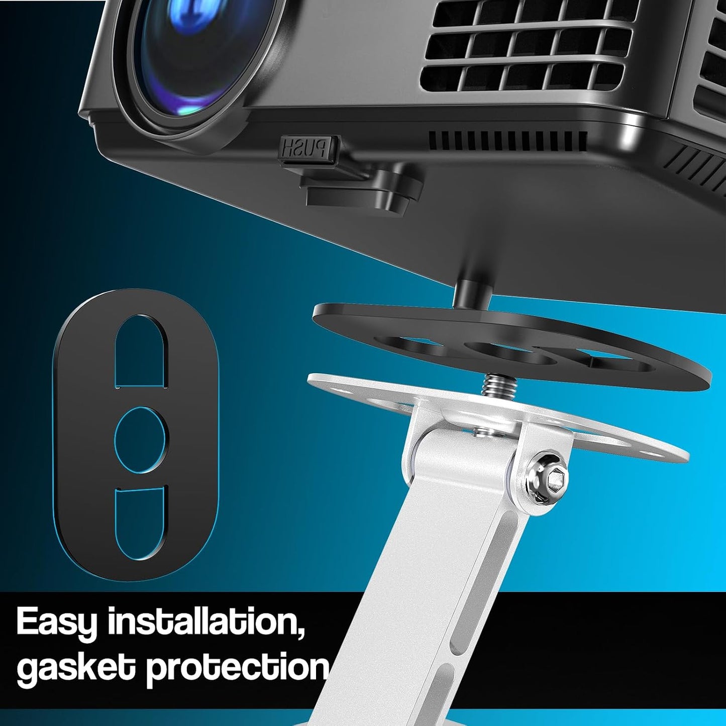1/4" DAWASAPAT Adjustable Projector Stand with Screw, Silver Ceiling Mount for Home Office Studio, Mini Projector