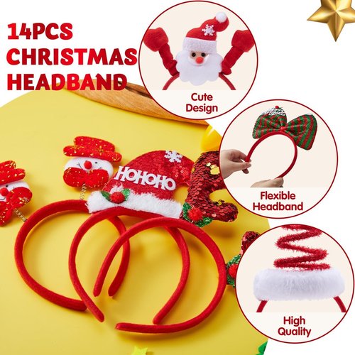 JOYIN 14 PCS Christmas Headbands - Festive Designs for Holiday Parties | One Size Fits All