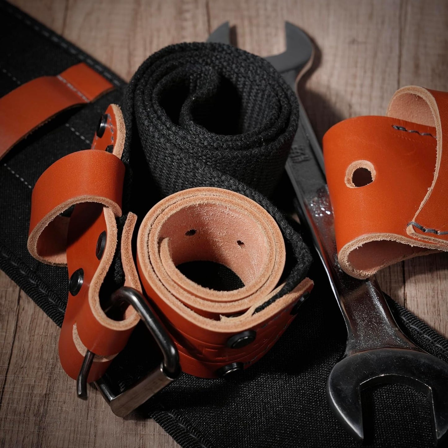 WELKINLAND Top-Grain Leather Tool Belt With Suspenders, Heavy-Duty Leather Tool Belts With Suspender, 22-Pocket Carpenter Pouches For Construction, Comfy Roofing Tool Belt, Framers Tool Belts