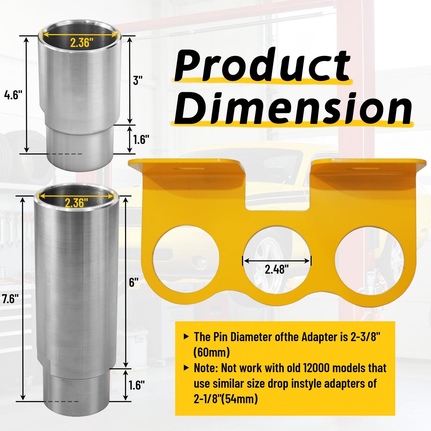 10315 Stack Truck Adapter Kit Compatible with Challenger Lifts CL10 E10 VS10, Includes (4) 3" & (2) 6" Stack Adapters with Organizer, 2.36" (60mm) pin Dia Fit for Challenger Two Post Automotive Lifts