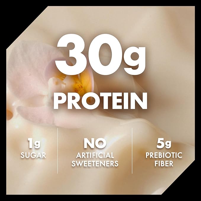 Oikos Protein Shake, Vanilla, 30g High Protein Drinks, Shelf Stable, Ready to Drink, 5g Prebiotic Fiber, 12 fl oz Bottle, 4 Count