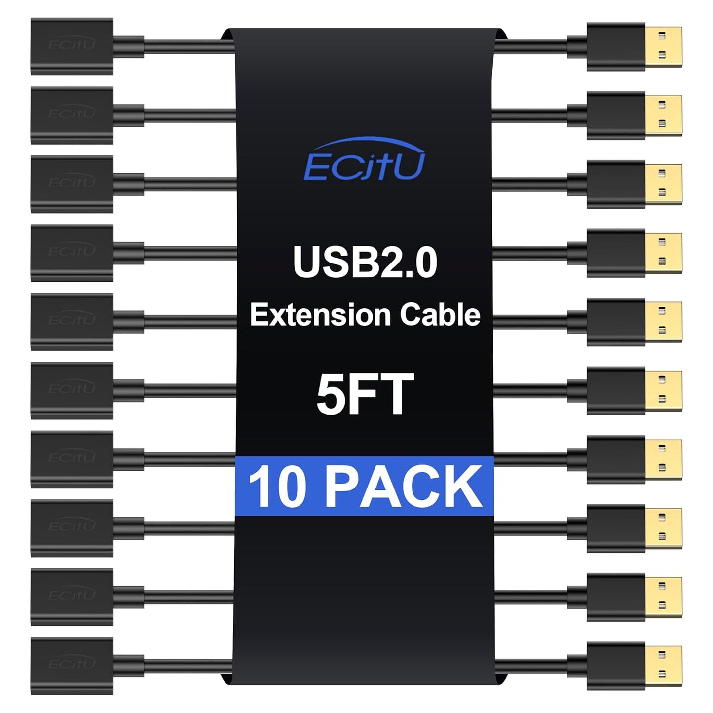 5FT(10 Pack), 2.0 Headset USB Extender Cord USB Extension Cable, USB A Male to Female, Compatible for USB Flash Drive