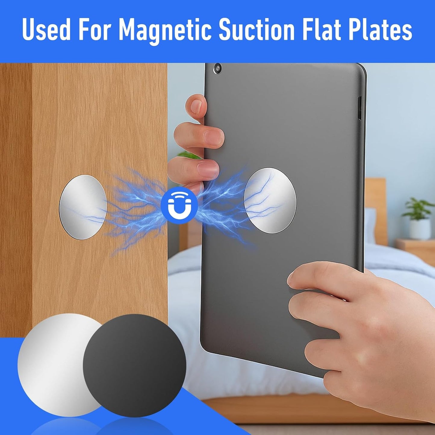 Bewudy 14pcs Metal Plates for Magnetic Mount, Round Magnet for Phone Case, Round Mobile Phone Metal Plate Mini Adhesive