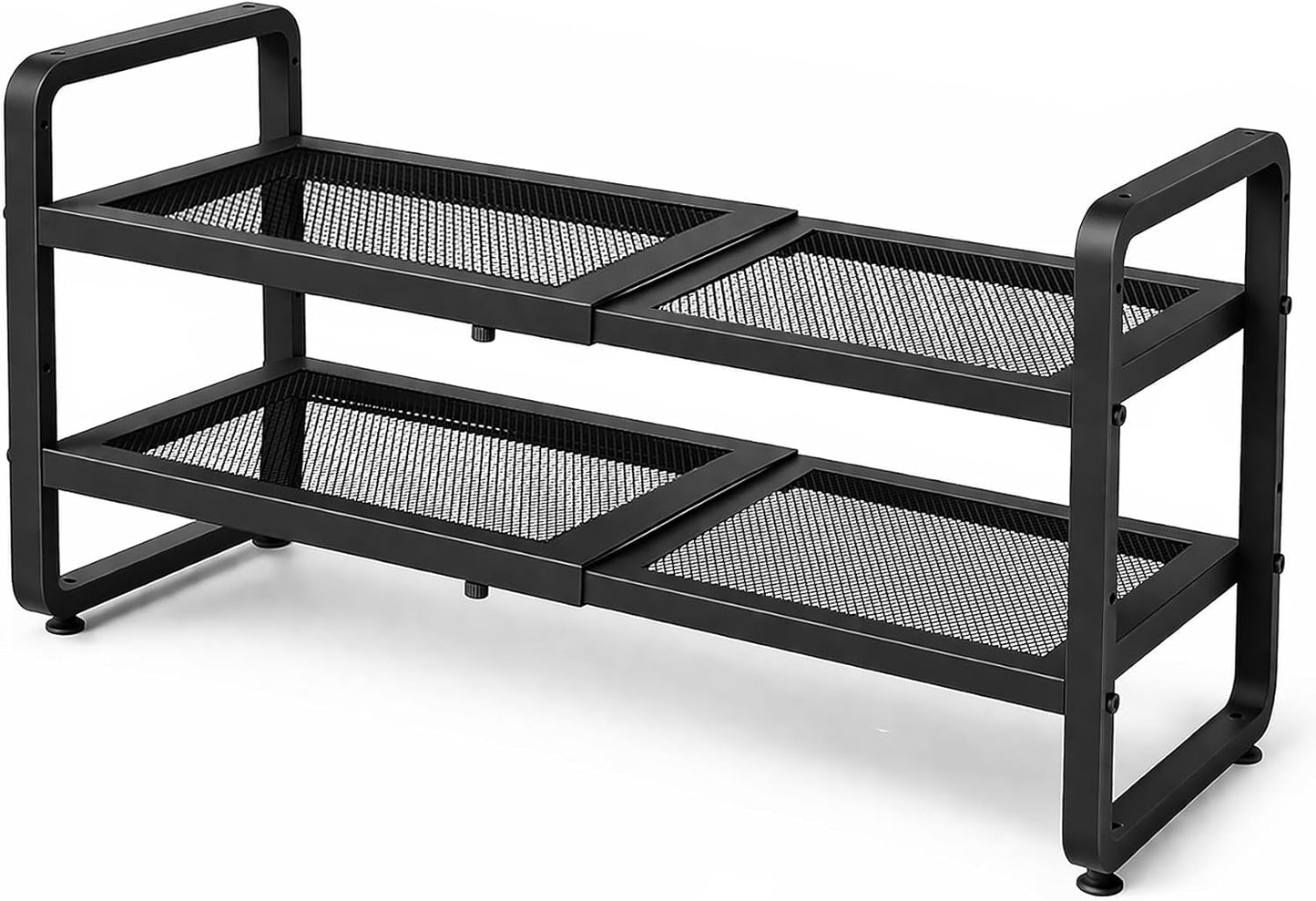 SNTD Shoe Rack - Expandable Shoe Organizer with Adjustable Metal Shelves | Stackable 2-Tier Design in Black
