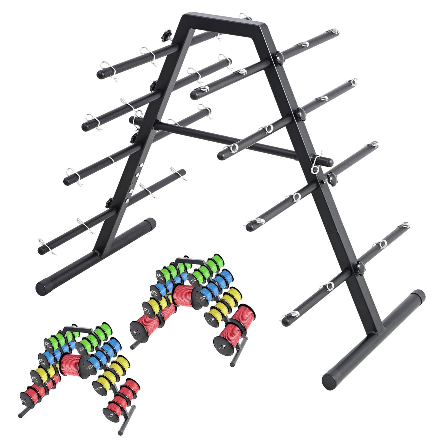 CXRCY Wire Spool Rack - Heavy Duty Cable Dispenser with 9 Adjustable Rods for 29 Spools, Portable Hand Wire Spool Caddy for Electrical, Industrial, Retail, Warehouse Use