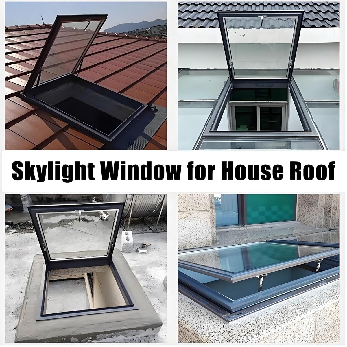 Skylight Windows for House Roof with Double Layer Tempered Glass, Roof Lighting Well Window for Indoor Attic, Aluminium Window Cover for Garage/Basement/Loft/Dark Room(31x14 W*H)