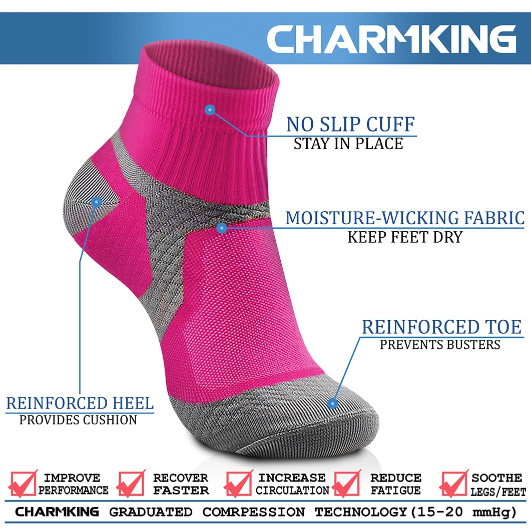 CHARMKING Graduated Compression Socks for Women & Men Circulation 15-20 mmHg is Best for Athletic, Running, Flight Travel, Pregnant, Cycling (Multi 04,S/M)