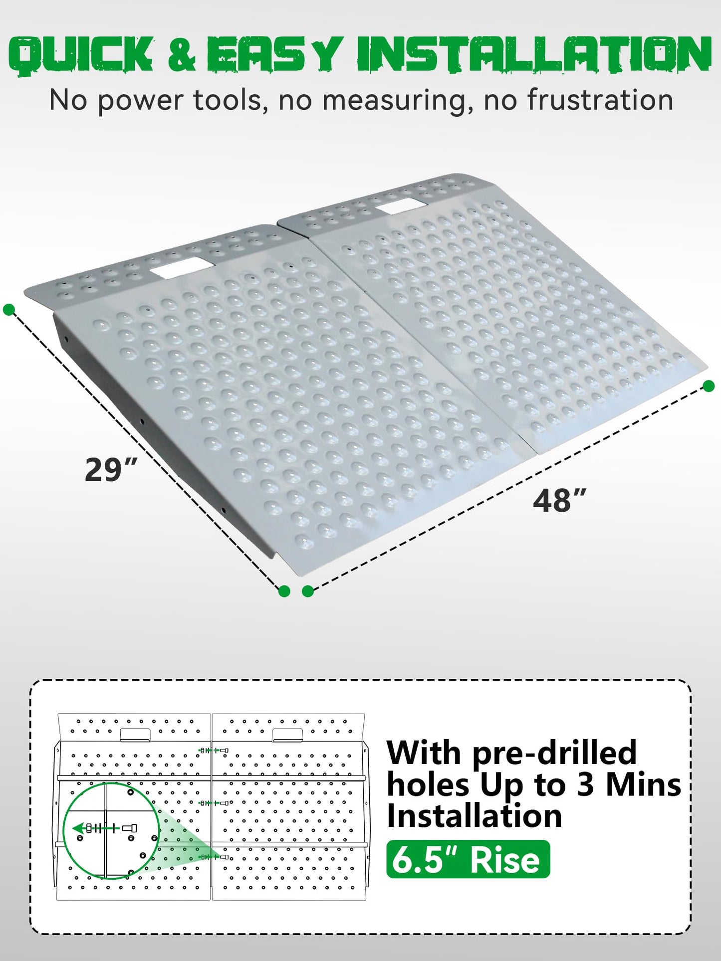 Shed Ramp for Riding Mower - 29" x 48" Heavy-Duty Shed Ramps Kit for Snow Blower, 1500LBs Anti-Slip Metal Loading Ramps for Shed for UTV, Motorcycles, Lawnmower, Garages & Barns, 2PC