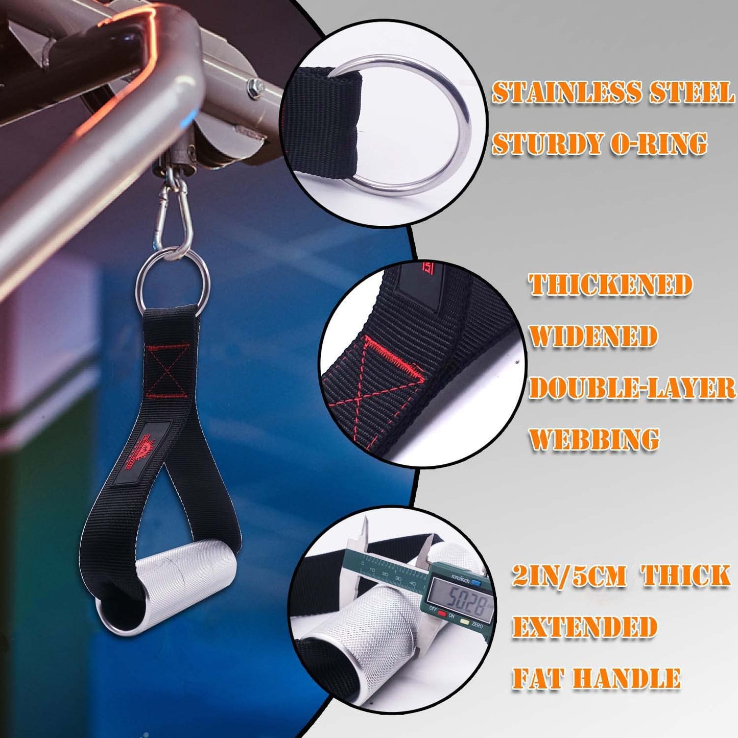 Lights Mountain Heavy Duty Fat Gym Handle Grip 2" Dia Aluminum Alloy Exercise Handle Cable Machine Pulley LAT Pulldown Attachments Arm Wrestling Training Handle(1 Piece)