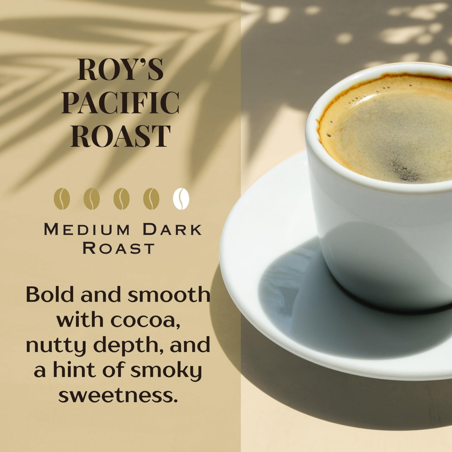 Royal Kona Roy's Pacific Coast, 10% Kona Coffee Blend, Medium-Dark Roast Single-Serve Coffee Pods, Compatible with Pod Brewing Systems, A Taste of Aloha - (12 Count Box)